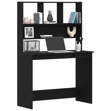Scrivania con Mensole Rovere Nero 102x45x148 cm in Truciolato