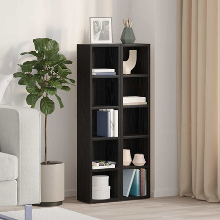 Scaffali Porta CD 2 pz Rovere Nero 21x16x93,5 cm in Truciolato