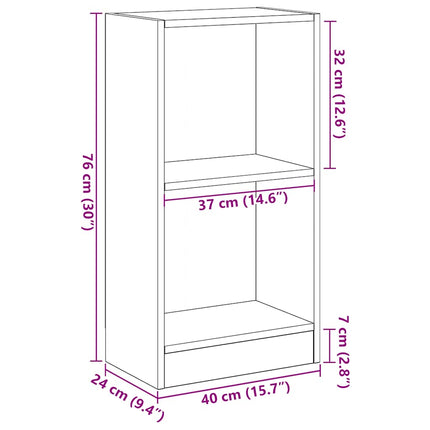 Libreria Rovere Nero 40x24x76 cm in Legno Multistrato
