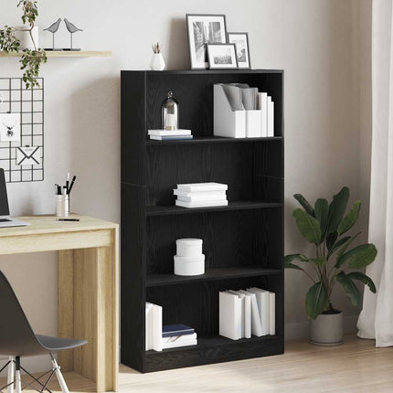 Libreria a 4 Ripiani Rovere Nero 80x24x143 cm in Truciolato