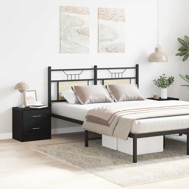 Comodini 2pz Rovere Nero 40x30x40 cm in Legno Multistrato