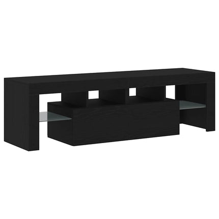Mobile Porta TV con LED Rovere Nero 140x36,5x40 cm Truciolato