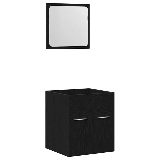 Set Mobili da Bagno 2 pz Rovere Nero in Legno Multistrato