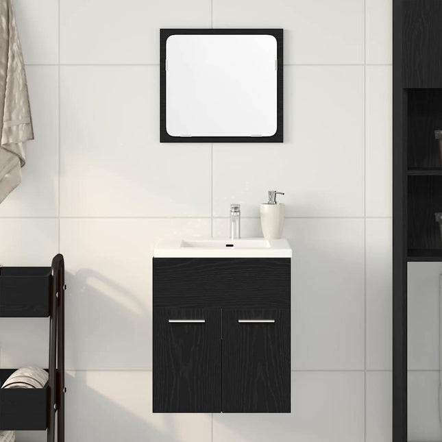 Set Mobili da Bagno 2 pz Rovere Nero in Legno Multistrato