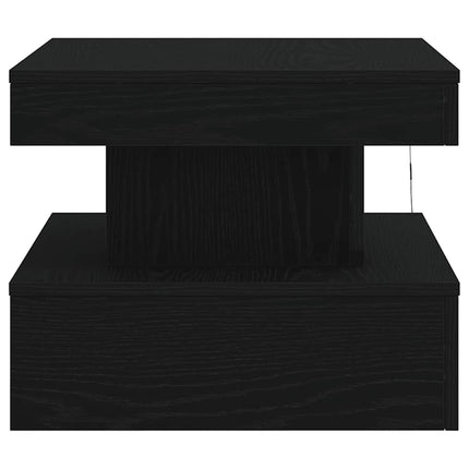 Tavolino da Salotto con Luci LED Rovere Nero 50x50x40 cm