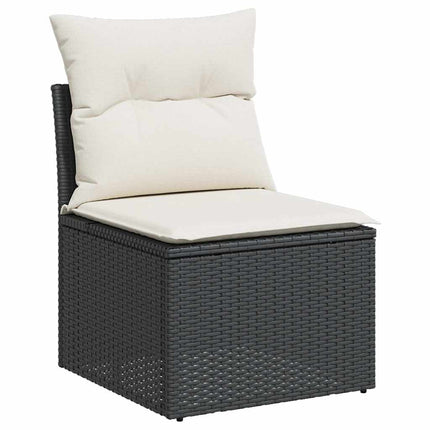 Set Divani da Giardino con Cuscini 2 pz Nero Polyrattan Acacia