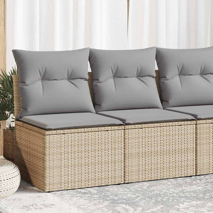 Set Divano da Giardino 2 pz con Cuscini Beige Polyrattan Acacia