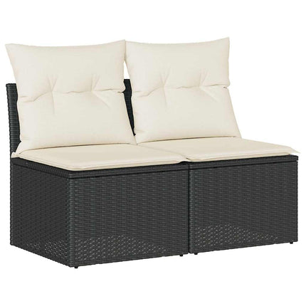 Set Divani da Giardino con Cuscini 2 pz Nero Polyrattan Acacia