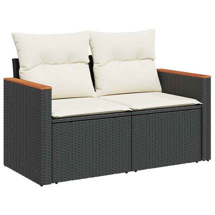 Set Divani da Giardino 11 pz con Cuscini Polyrattan Acacia Nero