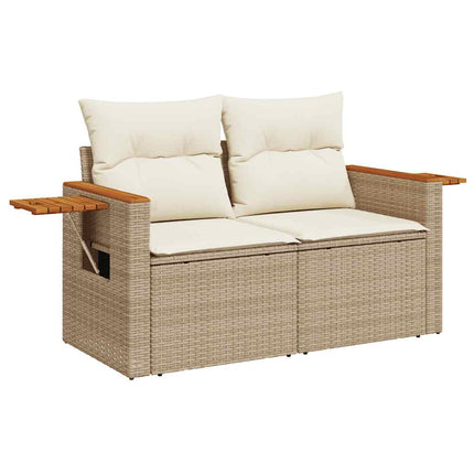 Set Divano da Giardino 8 pz con Cuscini Beige Polyrattan Acacia