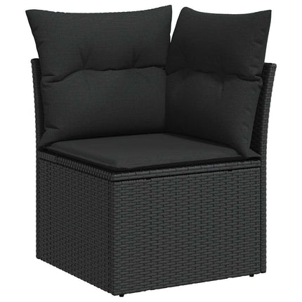 Set Divani da Giardino 11 pz con Cuscini Polyrattan Acacia Nero