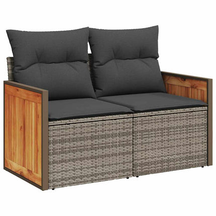 Set Divano Giardino 5 pz con Cuscini Grigio Polyrattan Acacia