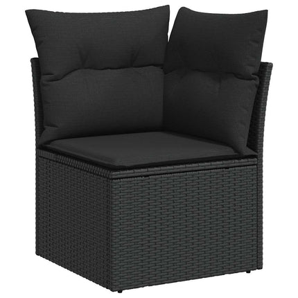 Set Divani da Giardino 11 pz con Cuscini Polyrattan Acacia Nero