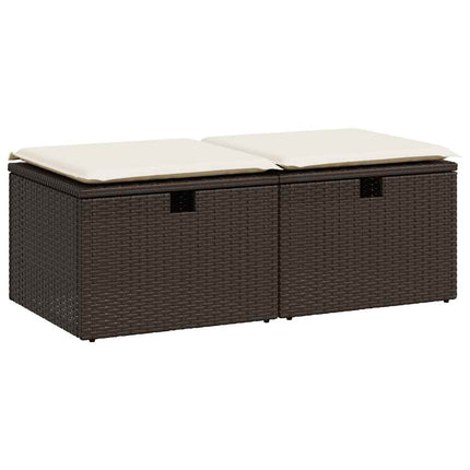 Set Divano Giardino 4 pz con Cuscini Marrone Polyrattan Acacia