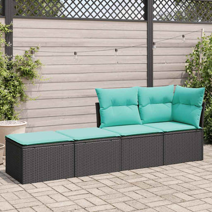 Set Divani da Giardino con Cuscini 2 pz Nero Polyrattan Acacia