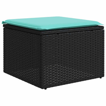 Set Divani da Giardino con Cuscini 2 pz Nero Polyrattan Acacia