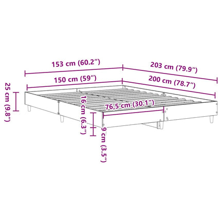 Giroletto senza Materasso Grigio Cemento 150x200 cm Truciolato