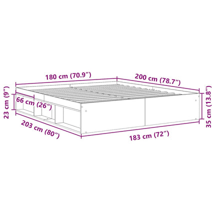 Giroletto senza Materasso Legno Antico 180x200 cm in Truciolato