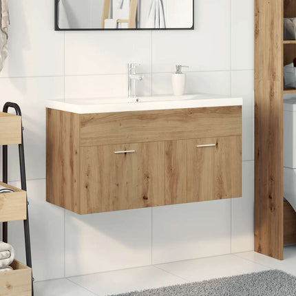 Mobile Bagno Lavabo Integrato Rovere Artigianale in Truciolato