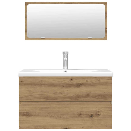 Set Mobili da Bagno 3 pz Rovere Artigianale Legno Multistrato