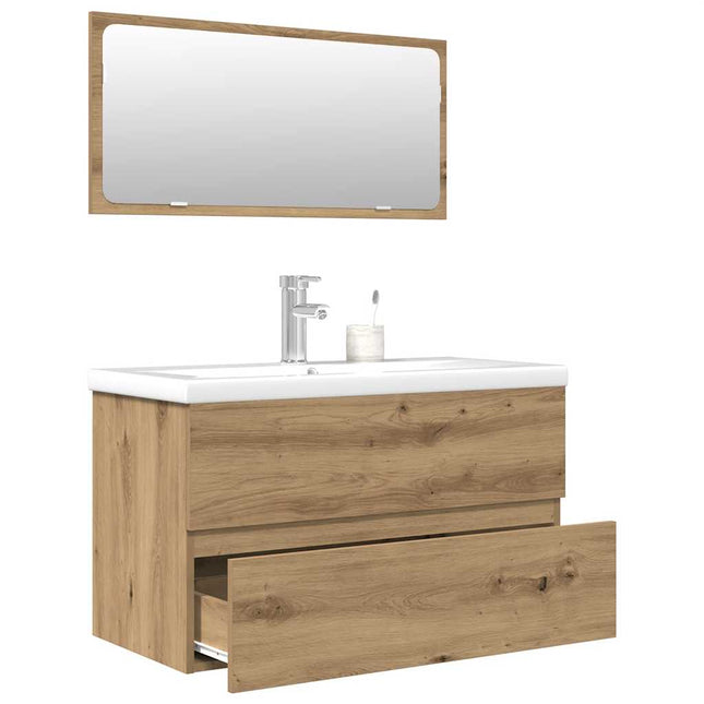 Set Mobili da Bagno 3 pz Rovere Artigianale Legno Multistrato