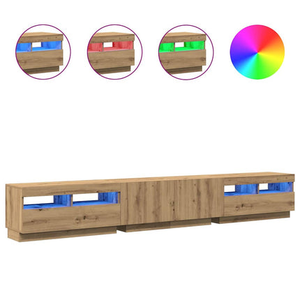 Mobile Porta TV con LED Artigianale 260x35x40 cm Multistrato