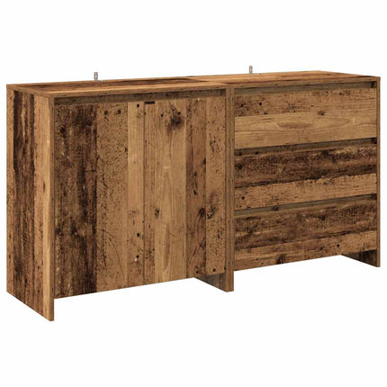 Credenza 2 pz Legno Antico in Legno Multistrato