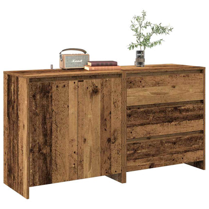 Credenza 2 pz Legno Antico in Legno Multistrato