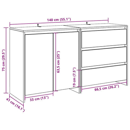 Credenza 2 pz Rovere Artigianale in Legno Multistrato