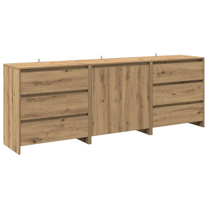 Credenza 3 pz Rovere Artigianale in Legno Multistrato