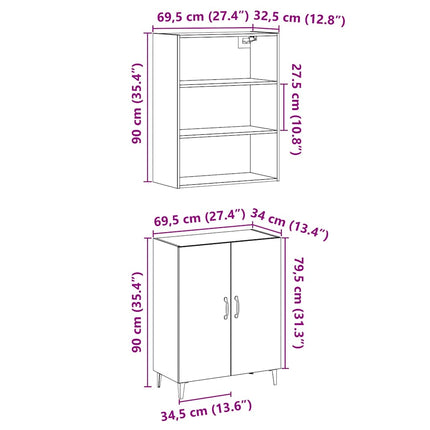 Credenza con Pensile Legno Antico in Legno Multistrato