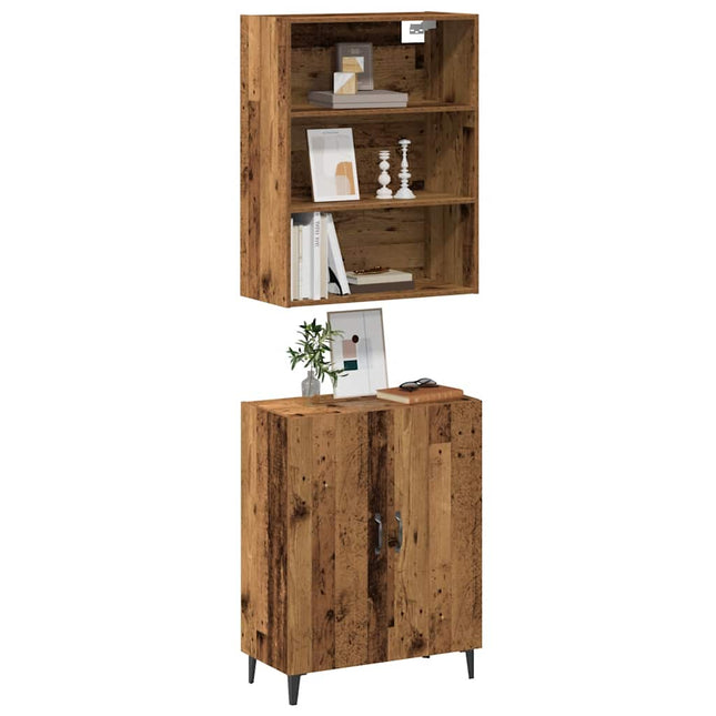 Credenza con Pensile Legno Antico in Legno Multistrato
