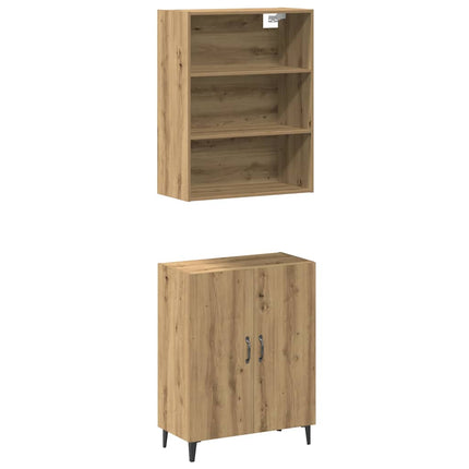 Credenza con Pensile Rovere Artigianale in Legno Multistrato