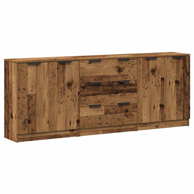 Credenze 3 pz Legno Antico 60x30x70 cm in Legno Multistrato