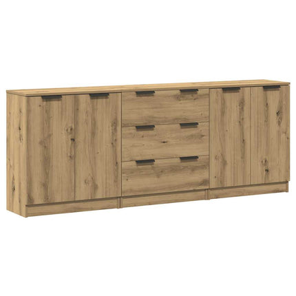 Credenze 3 pz Rovere Artigianale 60x30x70 cm Legno Multistrato