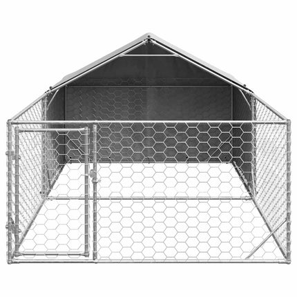 Cuccia per Cani da Esterno con Recinto 5x2x1,5m Acciaio Zincato