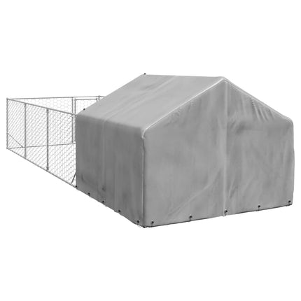 Cuccia per Cani da Esterno con Recinto 7x2x1,5m Acciaio Zincato