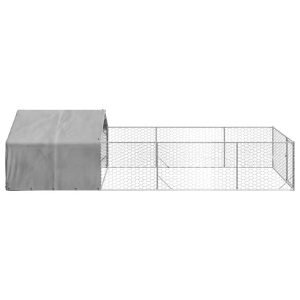 Cuccia per Cani da Esterno con Recinto 6x2x1,5m Acciaio Zincato