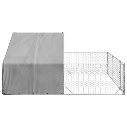 Cuccia per Cani da Esterno con Recinto 4x3x1,9m Acciaio Zincato