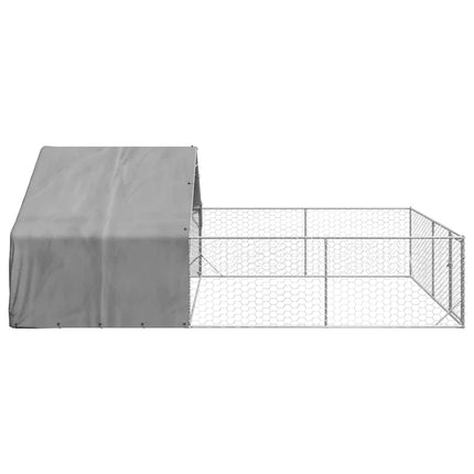 Cuccia per Cani da Esterno con Recinto 6x3x1,9m Acciaio Zincato
