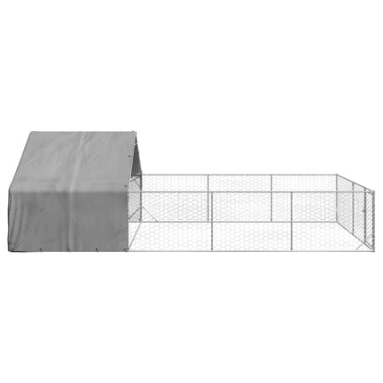 Cuccia per Cani da Esterno con Recinto 7x3x1,9m Acciaio Zincato