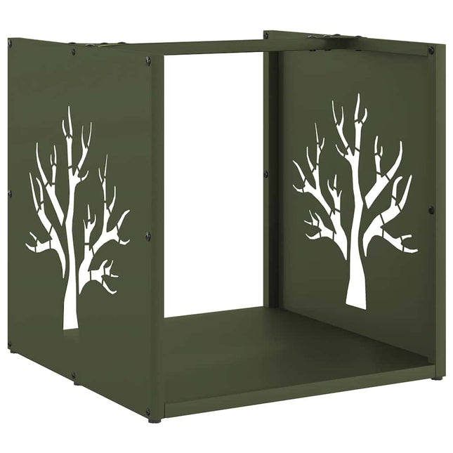 Rastrelliera per Legna da Ardere Verde Oliva 40x40x40 cm