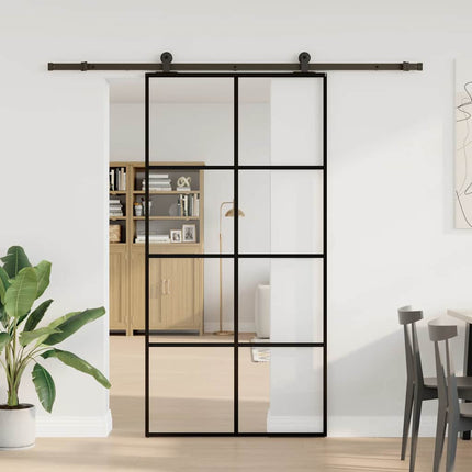 Porta Scorrevole con Ferramenta 102,5x205cm Vetro ESG Alluminio