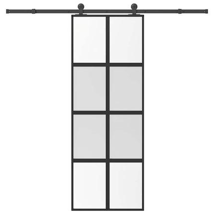 Porta Scorrevole Ferramenta 76x205 cm Vetro Temperato Alluminio