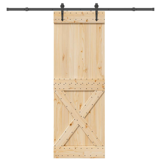 Porta Scorrevole con Set Hardware 80x210 cm Legno Massello Pino