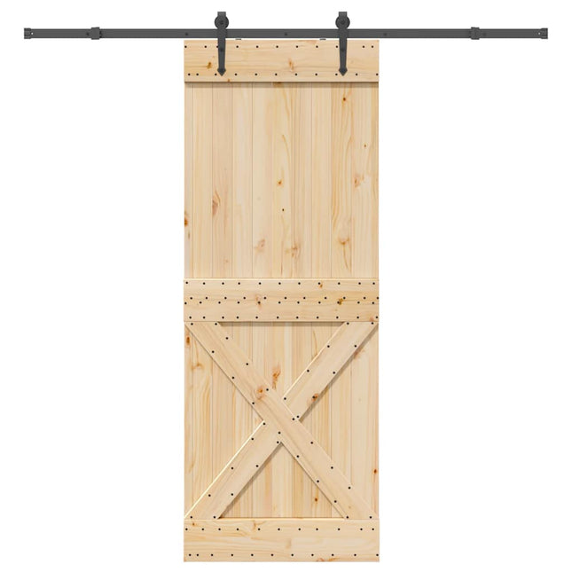 Porta Scorrevole con Set Hardware 85x210 cm Legno Massello Pino
