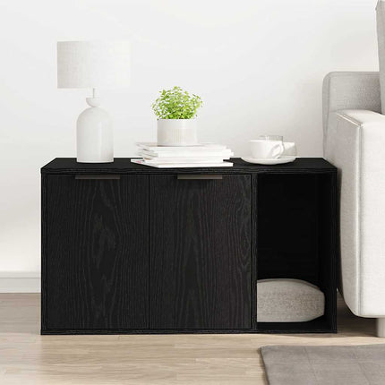 Recinto Lettiera per Gatti Rovere Nero 80x50x45 cm Truciolato