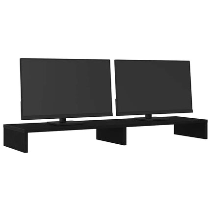 Supporto per Monitor Rovere Nero 100x27x10cm in Legno di Pino
