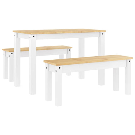 Set da Pranzo 3 pz Panama Bianco in Legno Massello di Pino