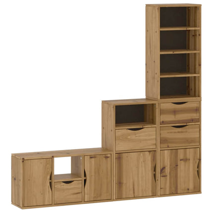 Mobile TV 5 pz con Contenitore ODDA in Legno Massello di Pino